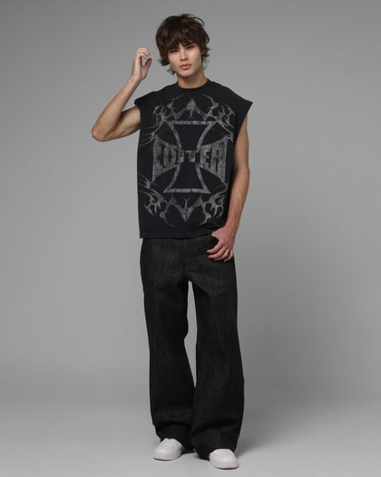 Loiter Cyber Cross Vintage Muscle T-Shirt Black