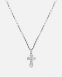 NXS Iced Sanctity Cross Pendant Iced White Gold