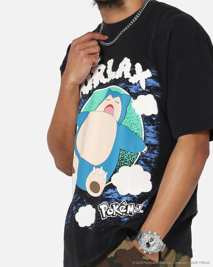 The Pokémon Collection By 73Studio Snorlax Vintage T-Shirt Off Black