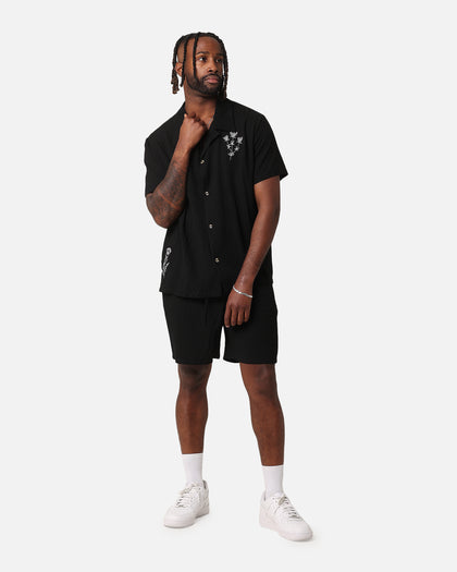 XXIII Desert Flower Linen Button Up Shirt Black
