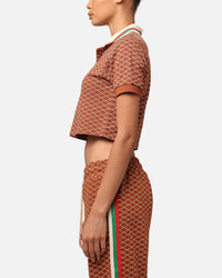 XXIII Women's Cropped Printed Polo Shirt Brown