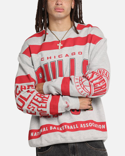 Mitchell & Ness Chicago Bulls Letterform Crewneck Grey Marle/Official Team Color