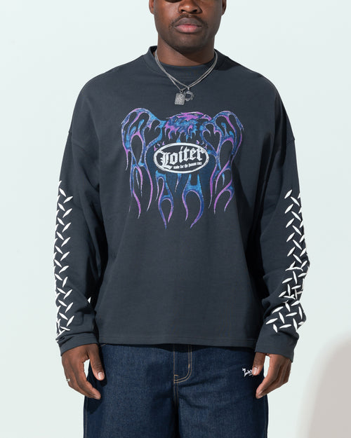 Loiter Repressed Box Long Sleeve T-Shirt Charcoal