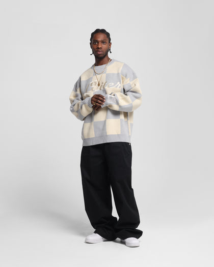 Loiter Checker Knit Sweater Grey/Off White