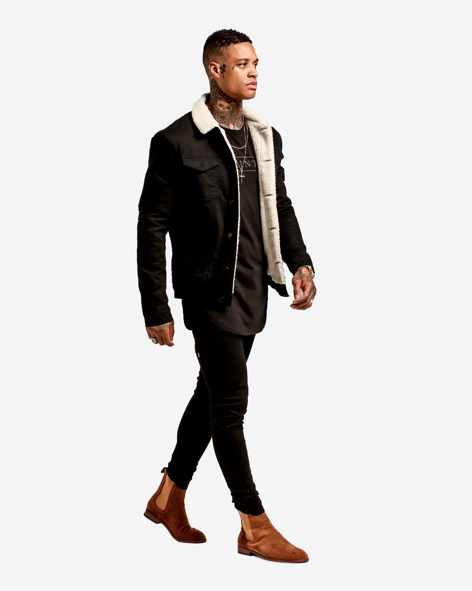 Saint Morta Sherpa Denim Jacket Black | Culture Kings US