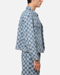 XXIII Checker Board Trucker Jacket Blue