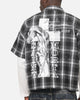 Saint Morta Dark Romance Layered Long Sleeve Button Up Shirt Black/White