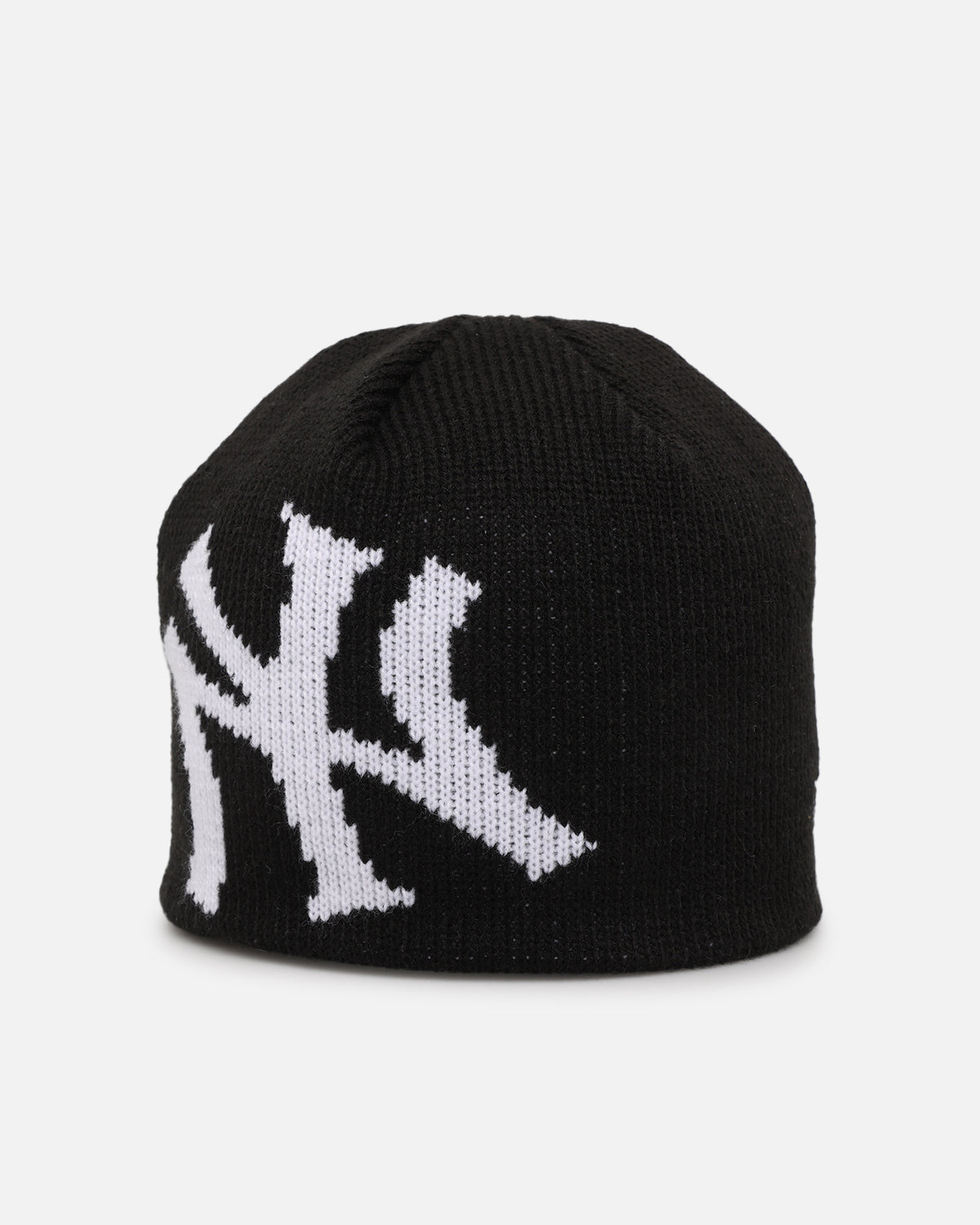 Yankees Y2K Red and Black Vintage Knit Beanie with Baseball Logo New Era New York Yankees Mega Logo Beanie Black | Culture  main image 4