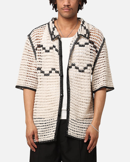 XXIII Western Crochet Button Up Shirt Cream/Black