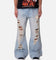 MNML Distressed Kick Flare Denim Jeans Blue