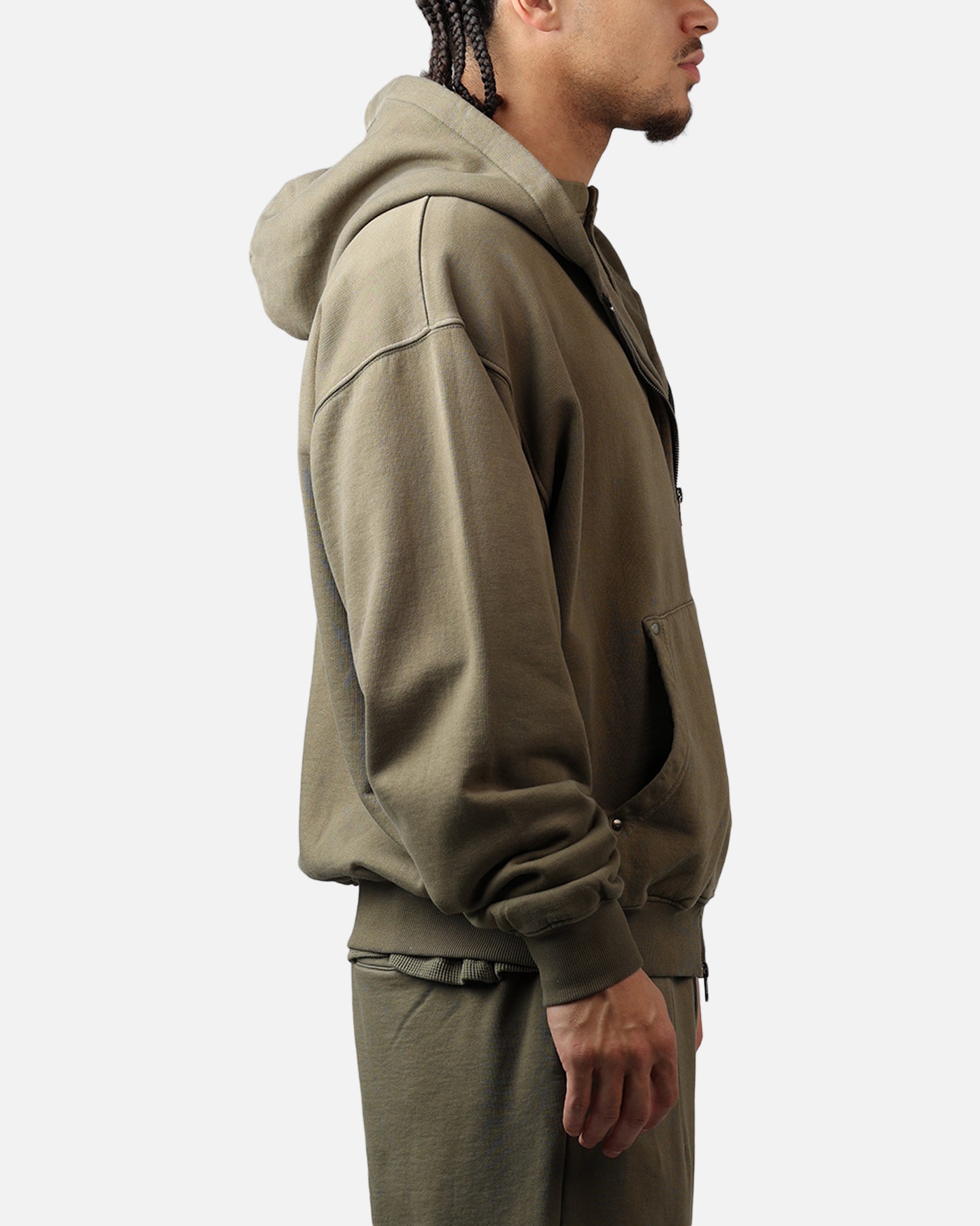 American Thrift Zip Hoodie Washed Olive | Culture Kings US