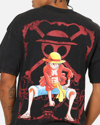 73Studio X One Piece Luffy Vintage T-Shirt Off Black