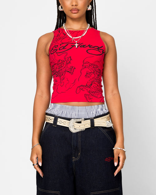 Ed Hardy Women's Dragon Tank Red