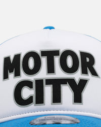 New Era Detroit Lions 'Team Motto' 9FORTY A-Frame Trucker Snapback Official Team Colors