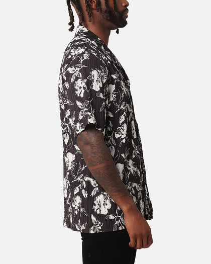 XXIII Floral Textured Button Up Shirt Black/White