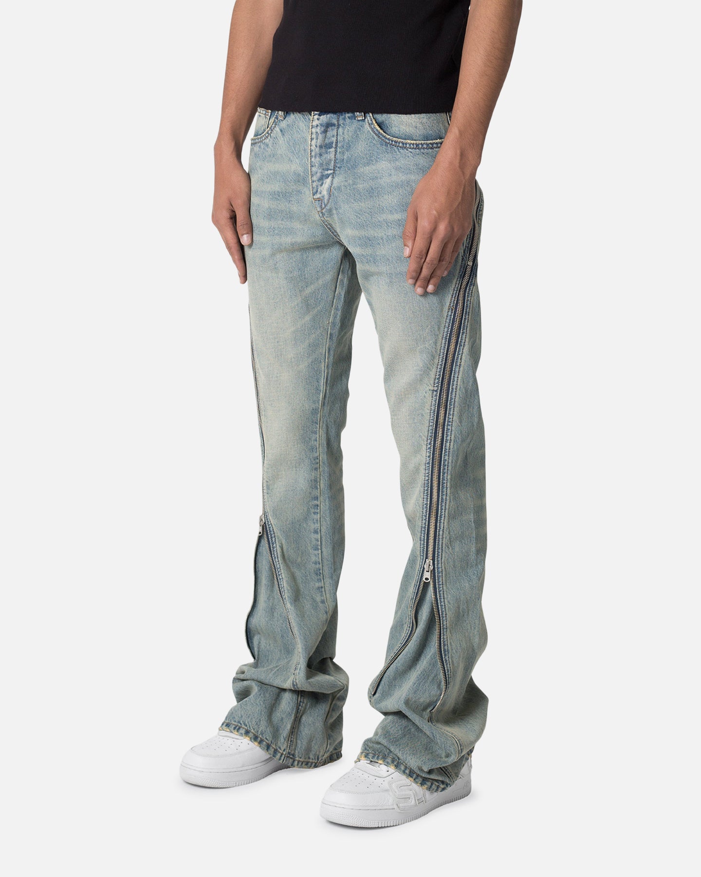 MNML D519 Zipper Flare Denim Jeans Vintage Blue | Culture Kings US