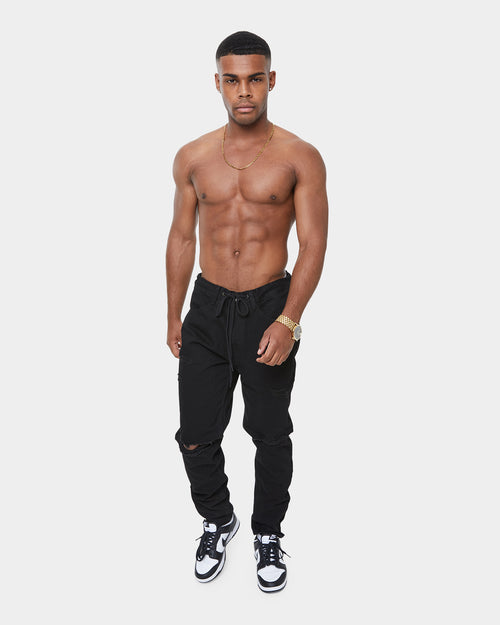 Carré Enorme Distressed Straight Jean Washed Black