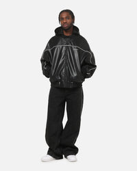 Carré Velocity Vegan Leather Bomber Jacket Black