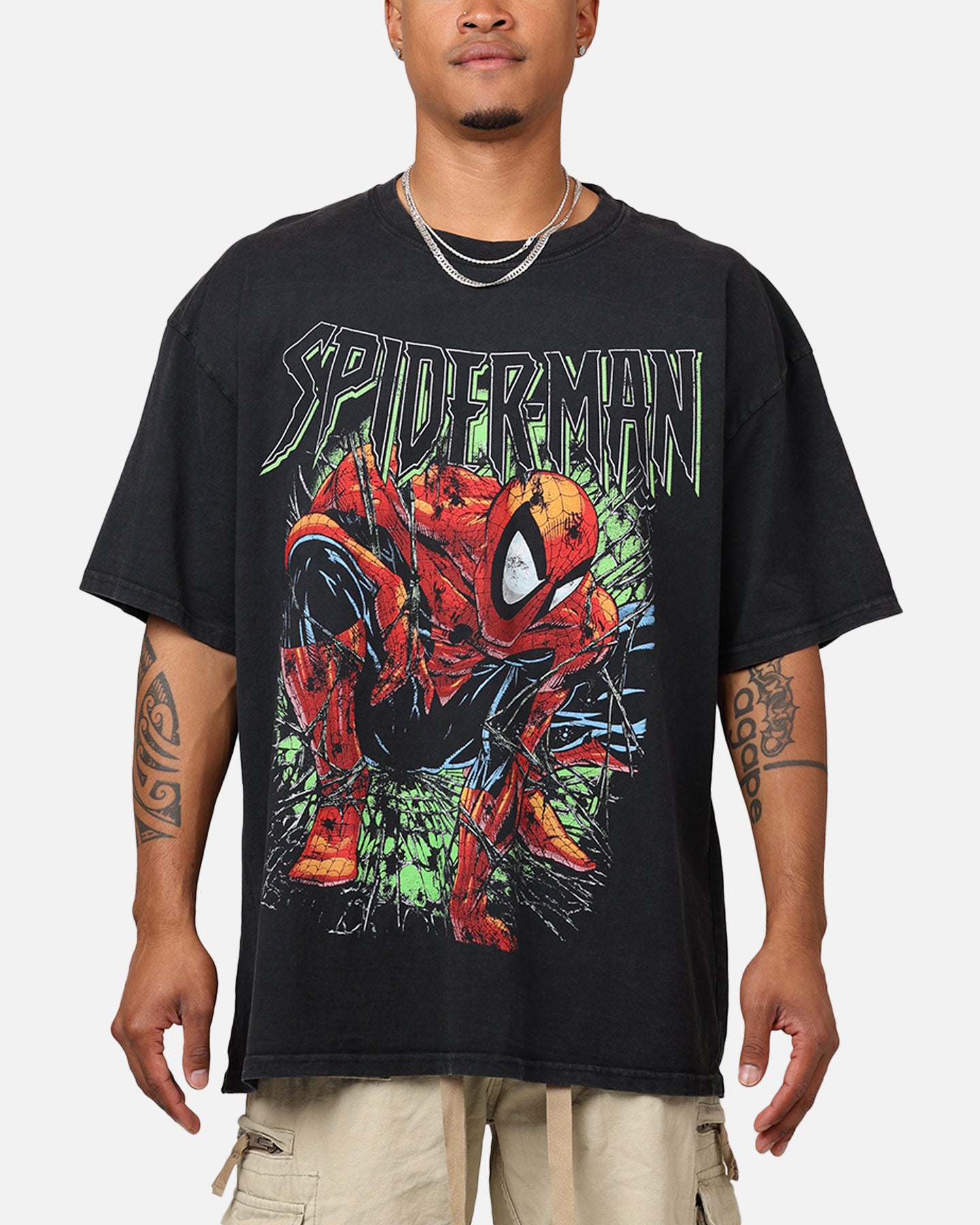 Marvel Spider-Man T-Shirt Black Acidwash | Culture Kings US