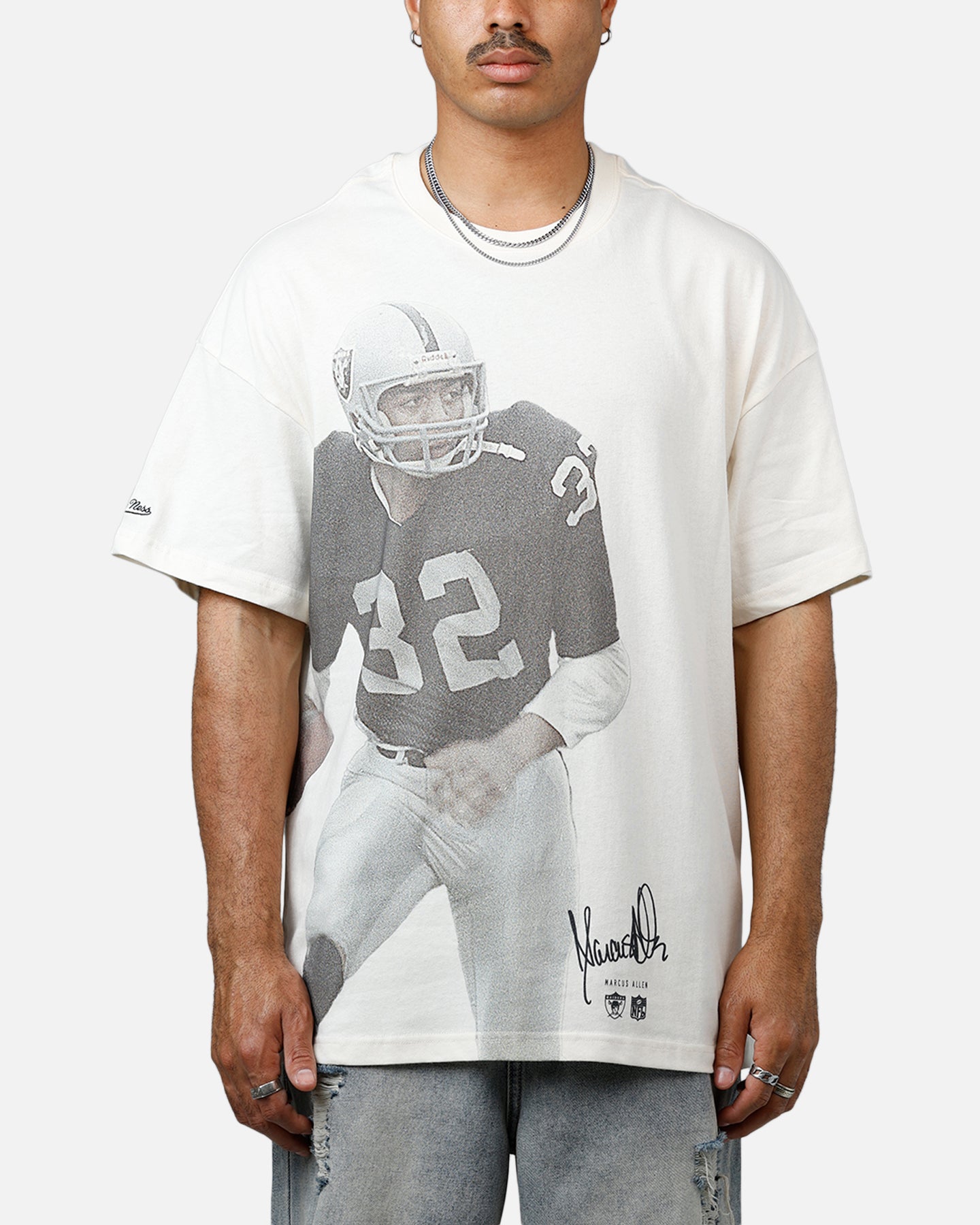 シャツ Mitchell & Ness NFL Raiders Marcus Allen Mitchell & Ness Las Vegas Raiders Marcus Allen T-Shirt Unbleached