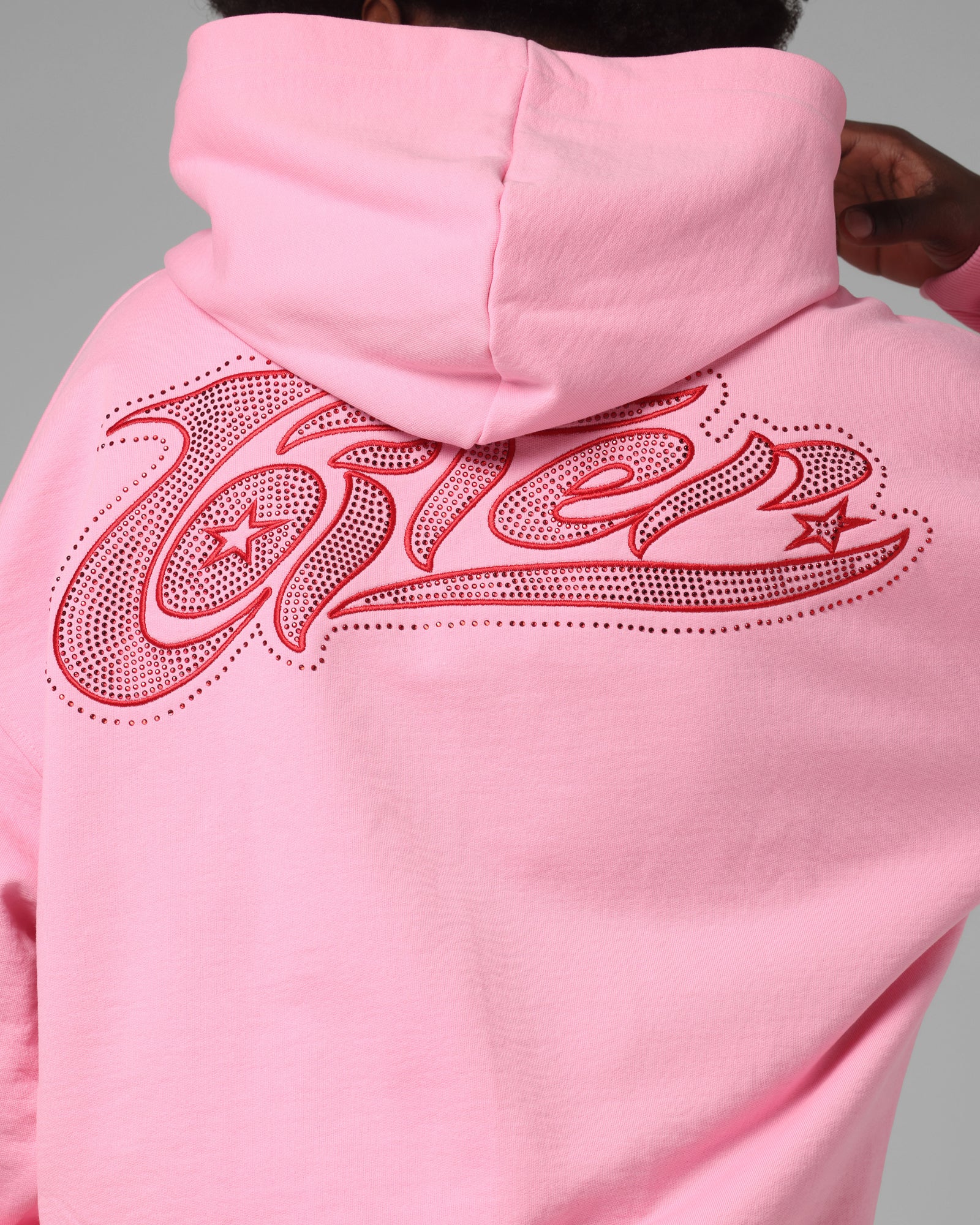 Loiter Silicone Rhinestone Zip Hoodie Pink | Culture Kings US