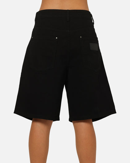 Carre Drill Pleated Jorts Black