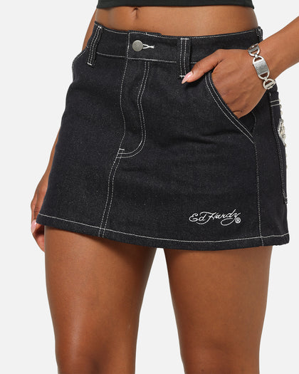 Ed Hardy Women's Steller Mini Skirt Mid Blue