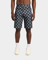 XXIII Checker Board Denim Shorts Blue