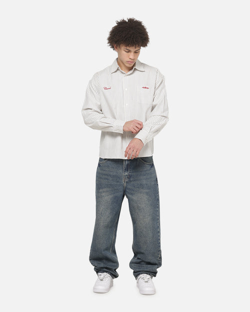 Carre Grime League Oxford Long Sleeve Shirt Ecru