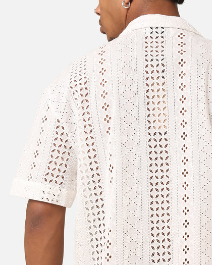 Saint Morta Crochet Button Up Shirt Off White