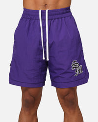Saint Morta Gothic Monogram Nylon Shorts Purple