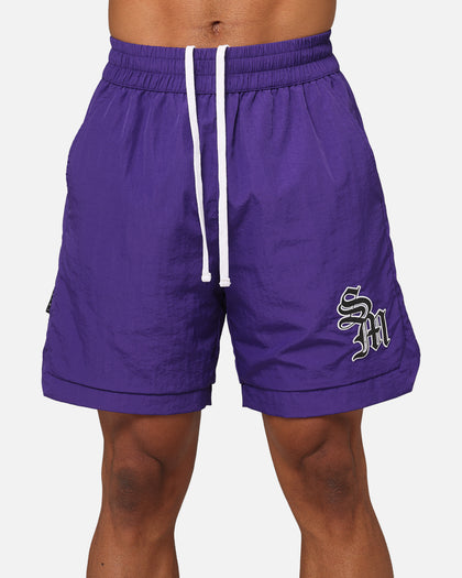 Saint Morta Gothic Monogram Nylon Shorts Purple