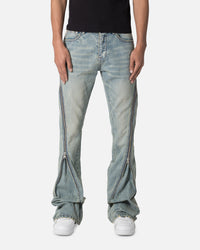 MNML D519 Zipper Flare Denim Jeans Vintage Blue