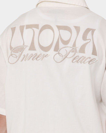 Loiter Utopia Lined Blend Button Up Ecru
