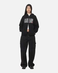 S Double Triple Block Zip Hoodie Black