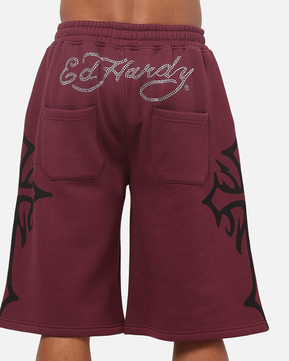 Ed Hardy Trinity Baggy Sweat Shorts Plum