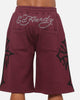 Ed Hardy Trinity Baggy Sweat Shorts Plum