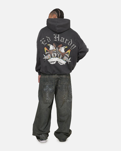 Ed Hardy Chrome Hoodie Washed Black