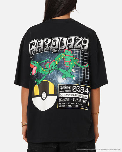 The Pokémon Collection By 73Studio Rayquaza T-Shirt Black Acidwash