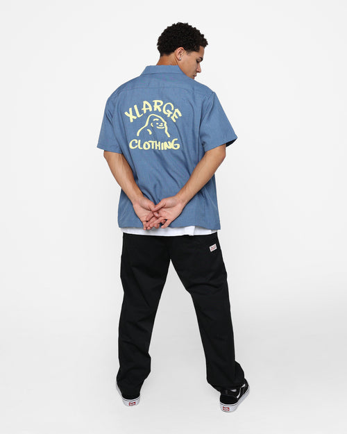 X-Large Drawing OG Open Collar T-Shirt Blue