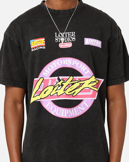 Loiter Motorsport T-Shirt Black Acid Wash