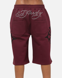 Ed Hardy Trinity Baggy Sweat Shorts Plum