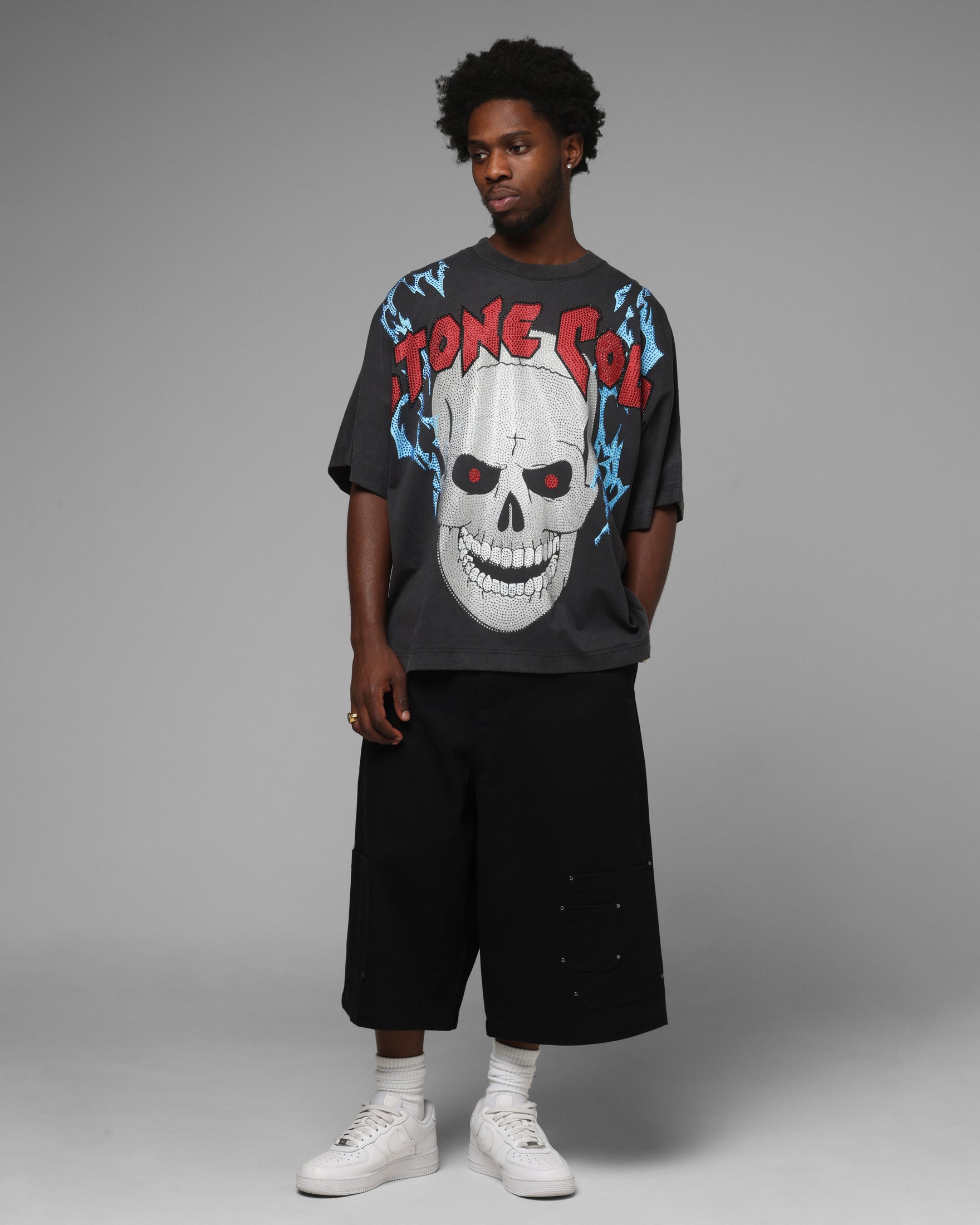 Loiter X WWE Stone Cold Rhinestone T-Shirt Black | Culture Kings US