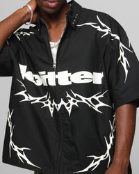 Loiter Cyber Zip Up Short Sleeve Shirt Black