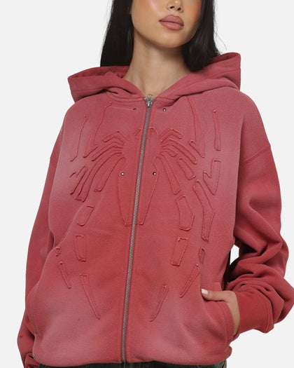 73Studio Marvel Spider-Man Battle Torn Zip Hoodie Washed Red