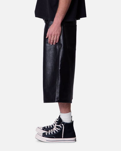 MNML Ultra Baggy Leather Shorts Black