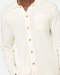 XXIII Zyair Knit Rib Long Sleeve Button Up Shirt Cream