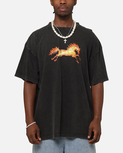 Ed Hardy Horse Power Vintage T-Shirt Black Acidwash