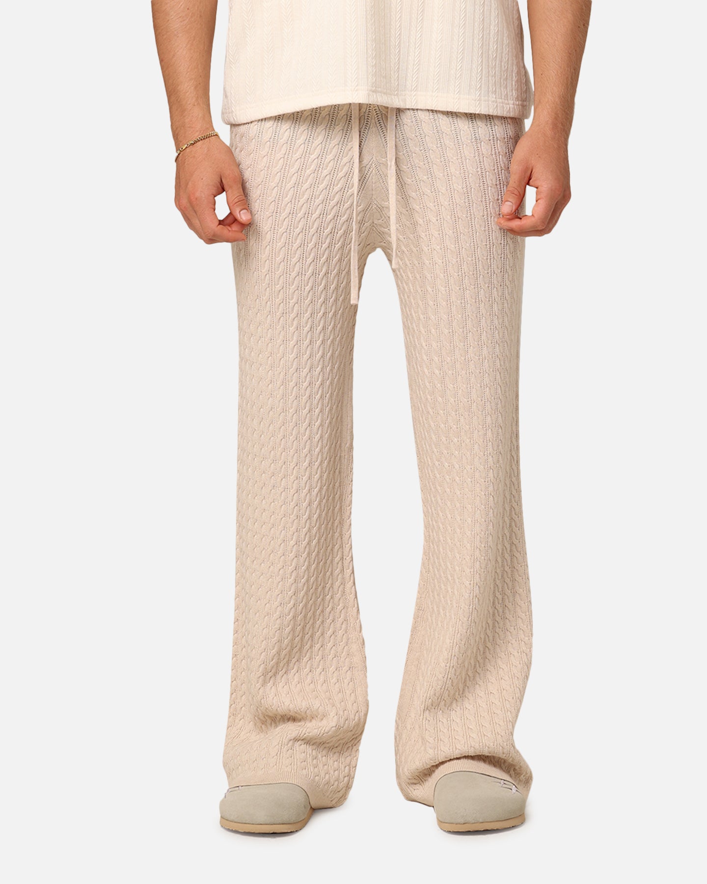 XXIII Slouch Wide Leg Knit Pants Cream | Culture Kings US