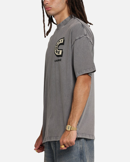 Carre Sacred Letter Mock Neck T-Shirt Washed Charcoal